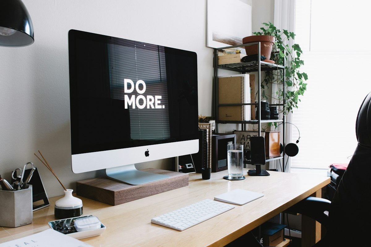 Desktop computer on a home office desk